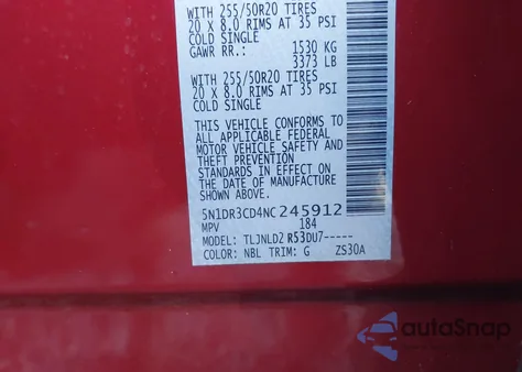 2022 Nissan Pathfinder Sl 4Wd from USA, damaged, VIN 5N1DR3CD4NC245912